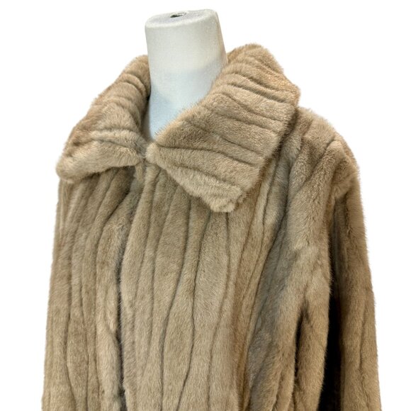 Boohoo Tan Ribbed Faux Fur Maxi Long Coat, Size US 8, Outerwear - Picture 1 of 6